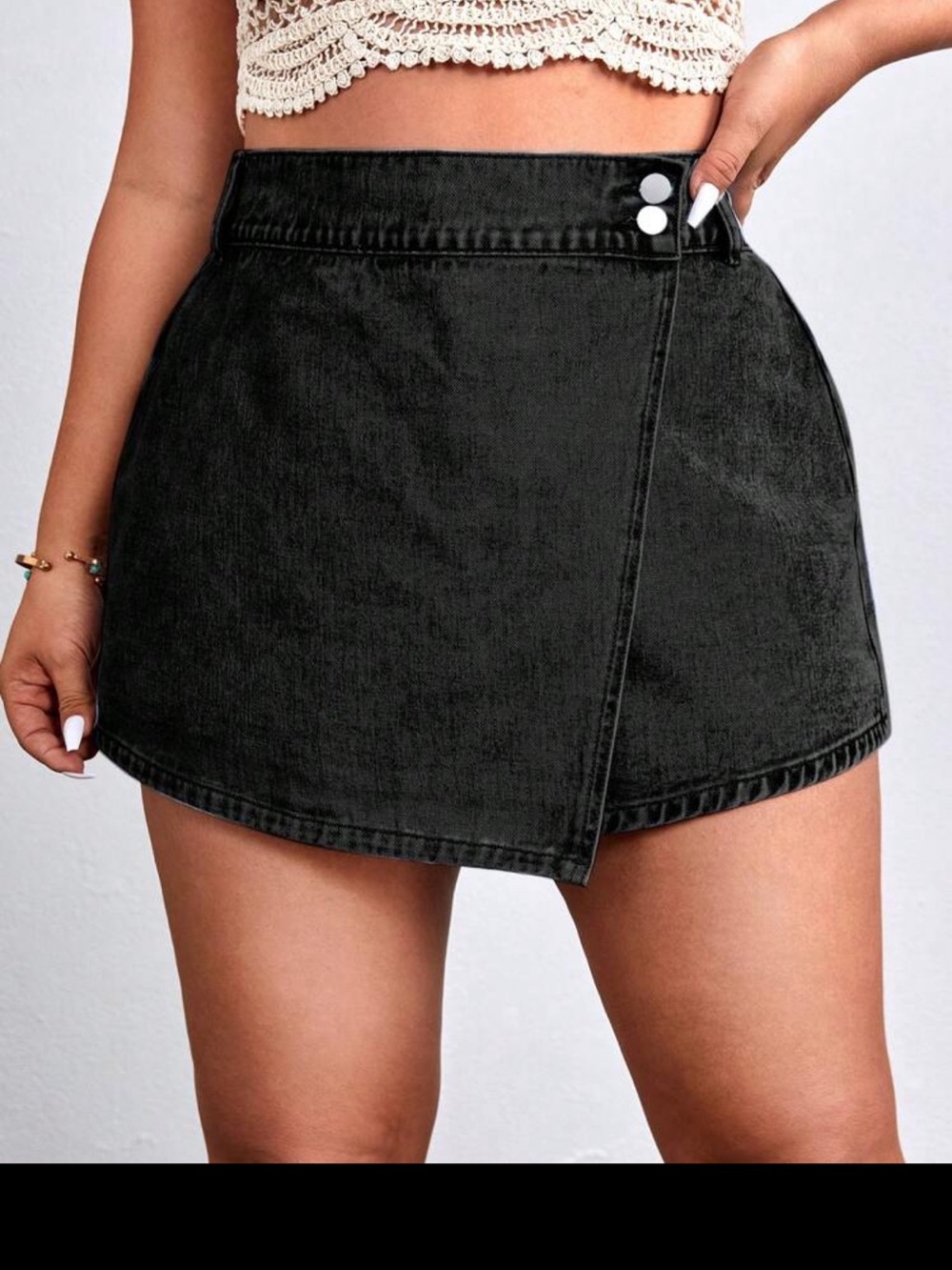 SHEIN Black Denim Wrap Mini Skirt